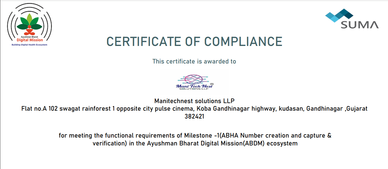 NHA Certificate - ABDM Milestone M1